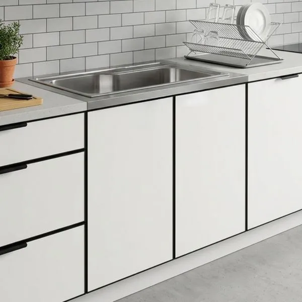 KIOSK DB-203 Kitchen Cabinet with Pearl Sand Finish Stainless Sink