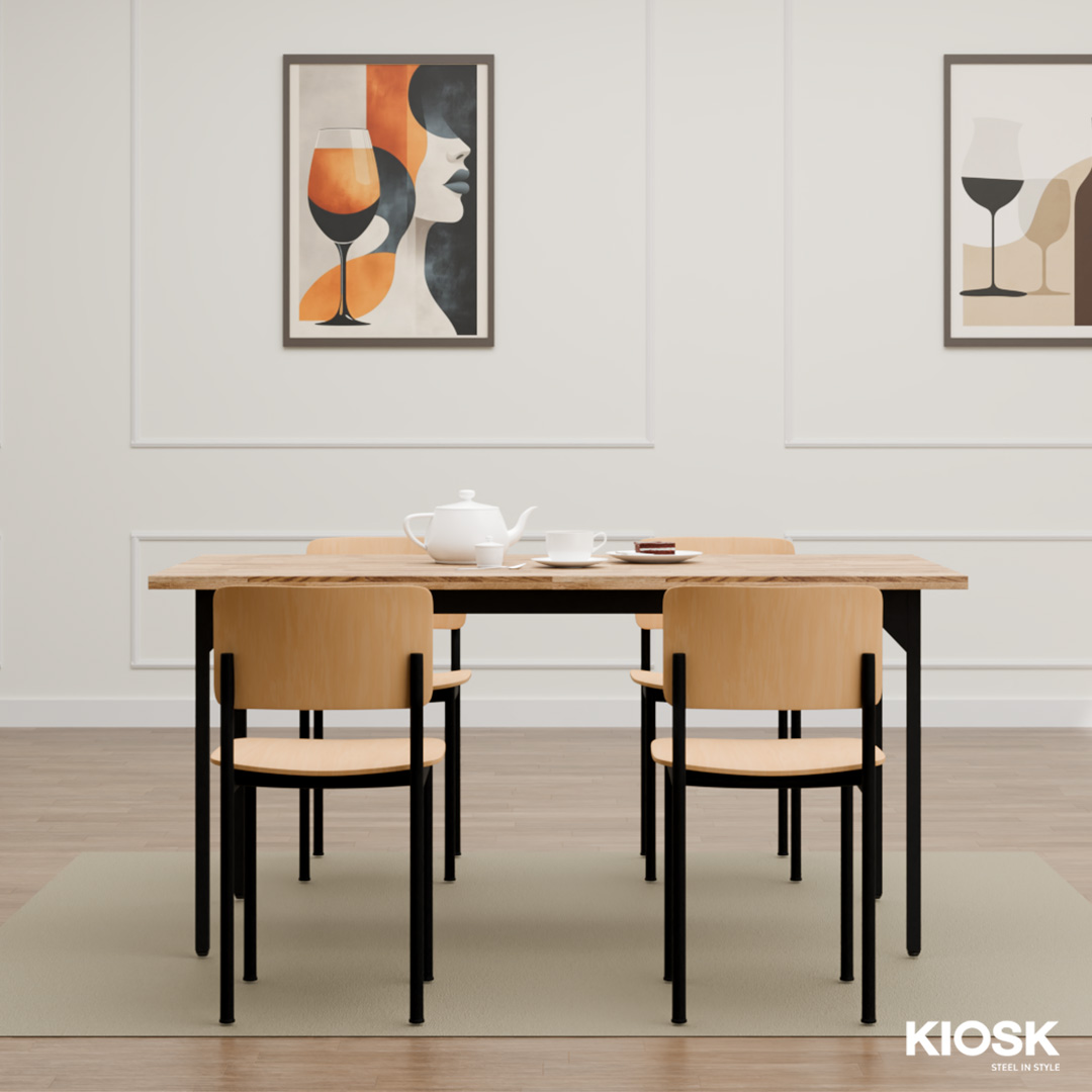 KIOSK Acacia Wood Top Dining Table 150x80x70 cm