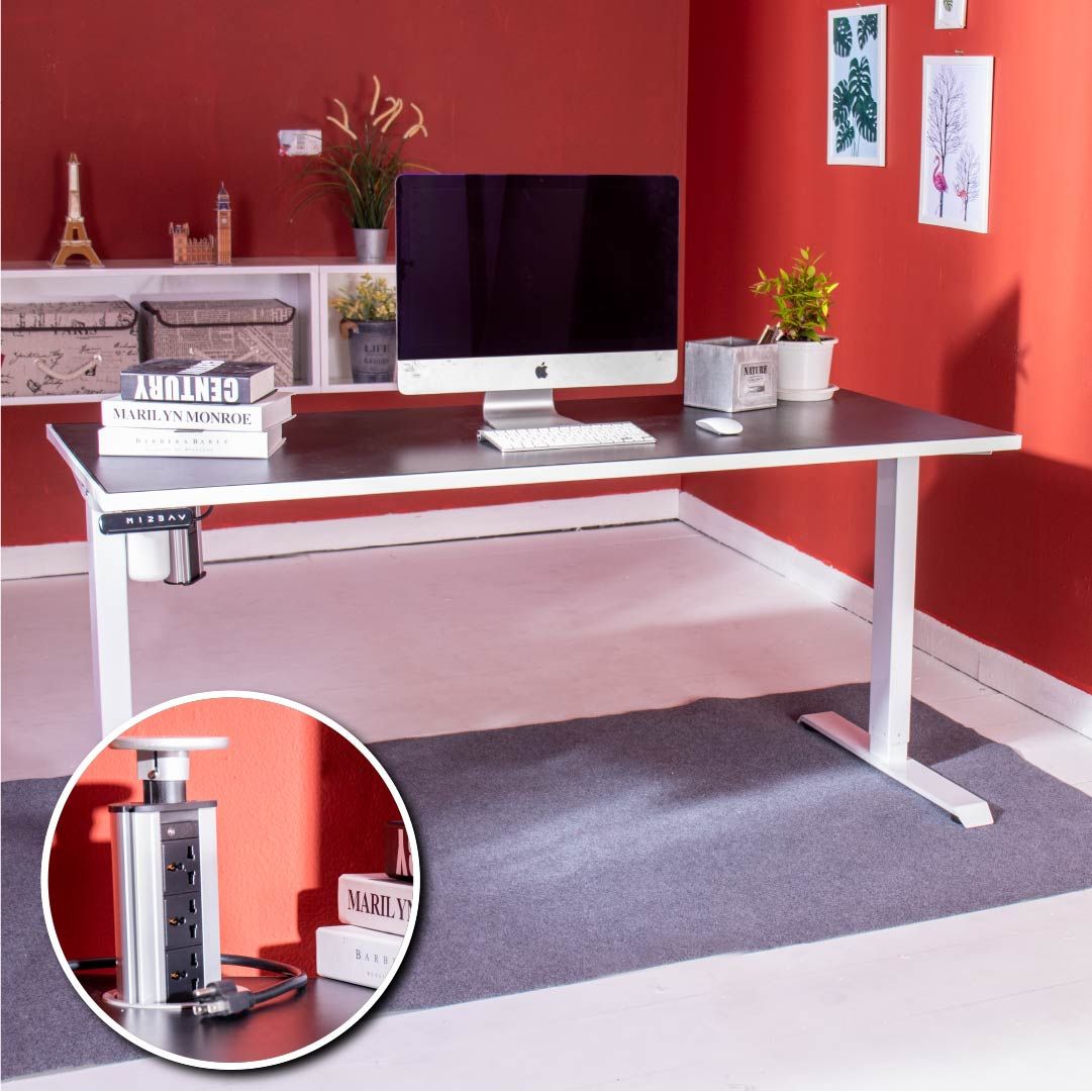 Electric adjustable Desk with Pop up Socket 180 cm.