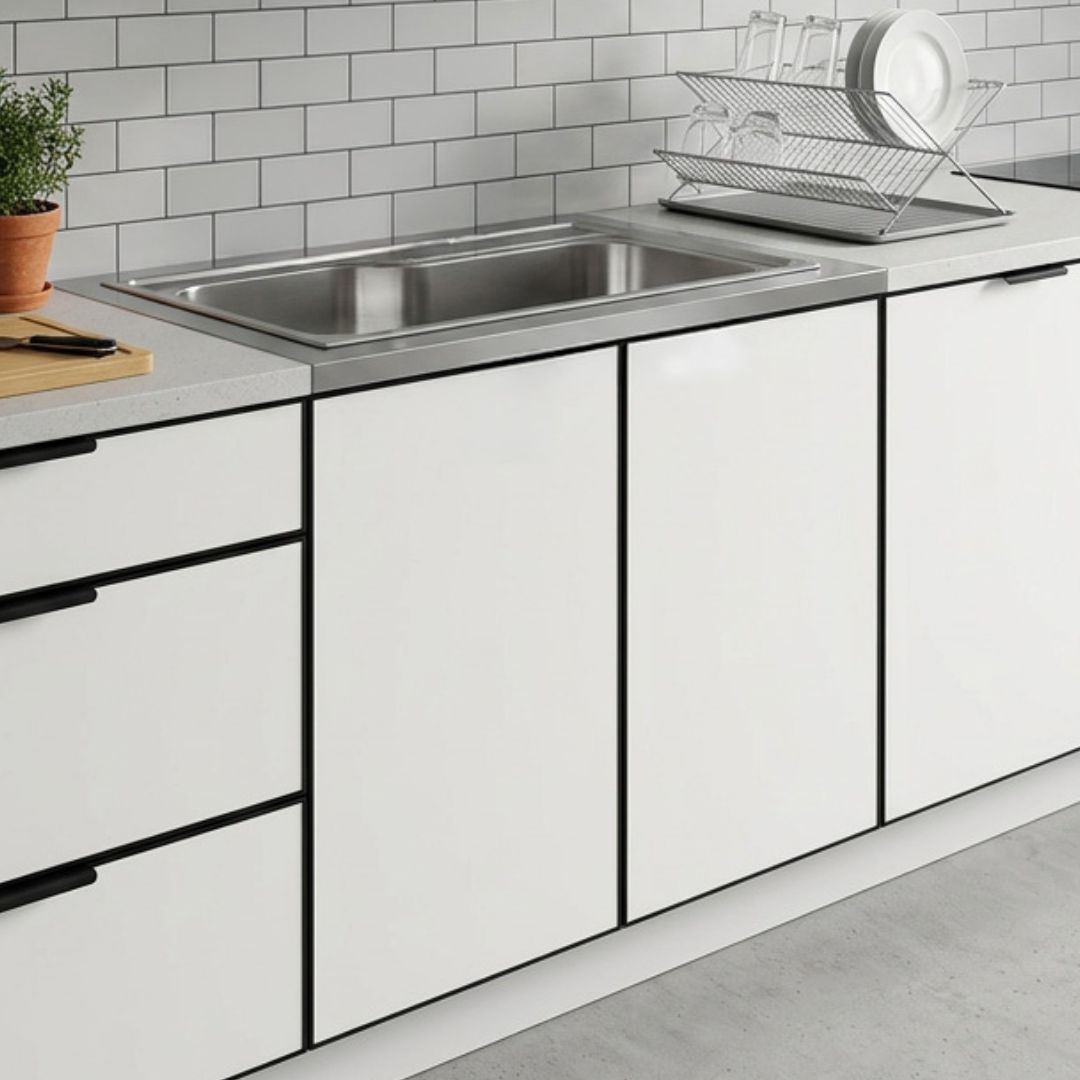 KIOSK DB-203 Kitchen Cabinet with Pearl Sand Finish Stainless Sink