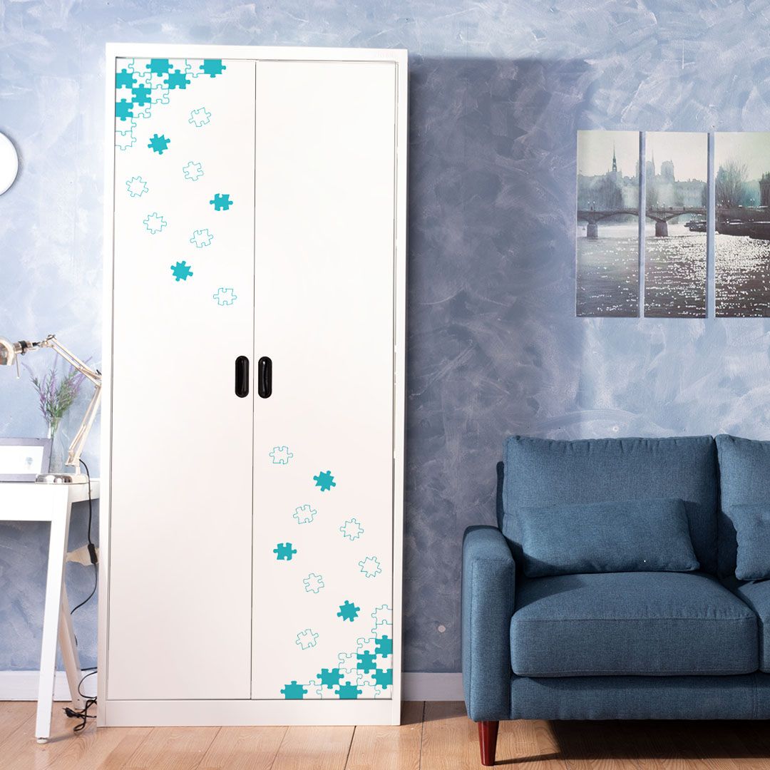 High cabinet with patterned doors