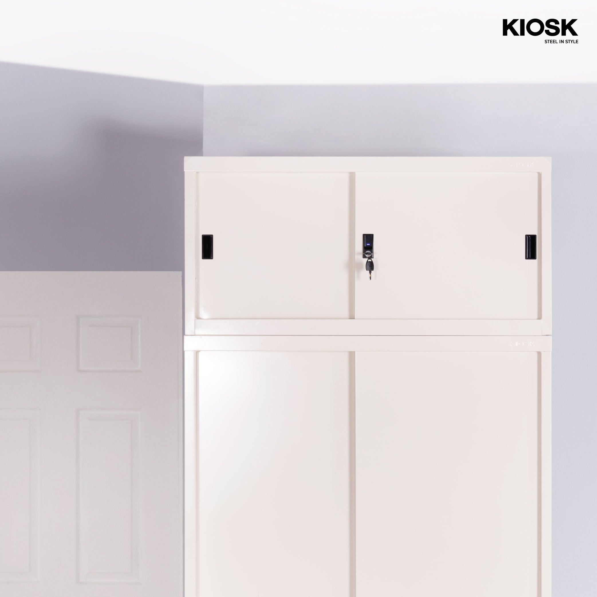 Sliding door overhead cabinet