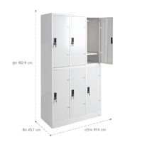 KOL ตู้ล็อคเกอร์ 6 ประตู  พร้อม 1 ราวแขวนผ้า 1 แผ่นชั้นและกุญแจต่อช่อง-2