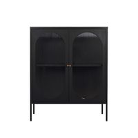 Sleek Medium-Sized 3-Tier Display Cabinet with 3-Sided Curved Wave Glass and 20 cm High Legs-4