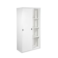 KOL Solid Sliding Cupboard with 3 Adjustable Shelves and Lock-2