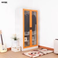 Open glass door wardrobe