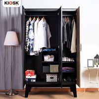 Steel wardrobe - 2 steel doors, 1 door, Neem wood-1