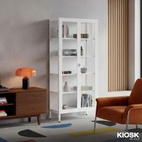 Sleek 5-Tier Tall Display Cabinet with 3-Sided Clear Glass